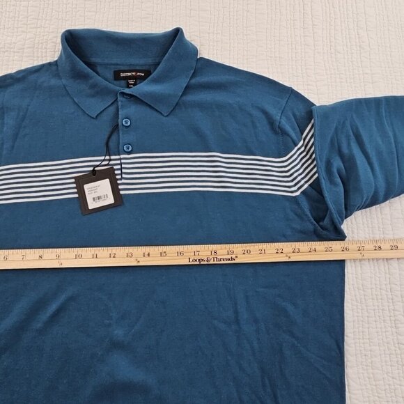 DSTRCT&row Long Sleeve Henley Men's XXL Denim Blue Collared Two Buttons NEW NWT - Picture 10 of 15